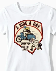 A Ride A Day | Lustiges Simson Schwalbe T-Shirt für Damen & echte Zweitakt-Ladys Close-Up