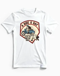 A Ride A Day | Lustiges Simson Schwalbe T-Shirt für Herren & echte Ossis mit Benzin im Blut weiss