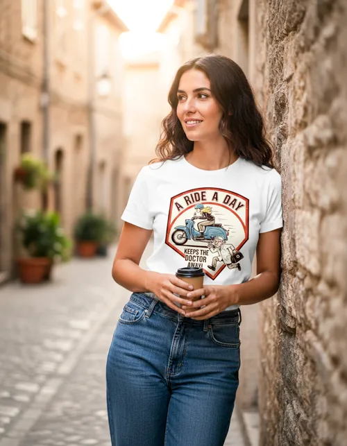 A Ride a Day keeps the Doctor away | Kultiges Schwalbe-Damenshirt für echte Zweitakt-Ladys