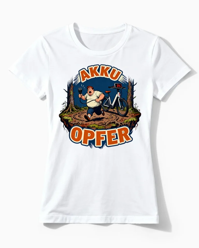 Akku Opfer | Lustiges Anti E-Bike & Fahrrad T-Shirt für Damen & stolze Radlerinnen weiss