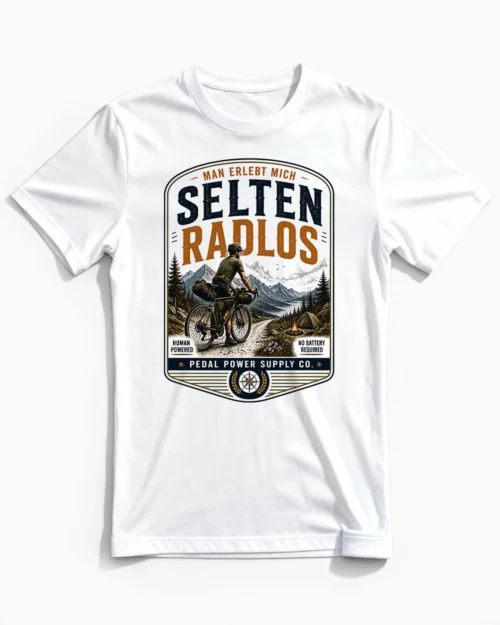 Selten Radlos Bikepacking-Edition | Bikepacking & Fahrrad T-Shirt für Herren weiss