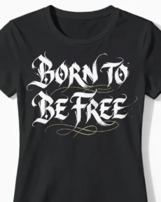 Born To Be Free | Das Biker-Damenshirt für passionierte Motorradfahrerinnen mit Benzin im Blut schwarz Close-Up