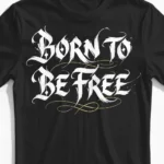 Born To Be Free | Das Biker-Herrenshirt für gestandene Motorradfahrer mit Benzin im Blut schwarz Close-Up