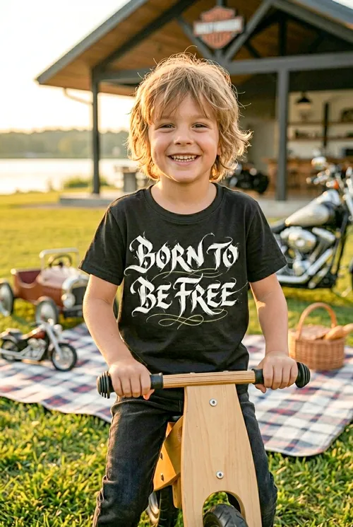 Born To Be Free | Das Biker-Kindershirt für kleinen Nachwuchs mit Benzin im Blut