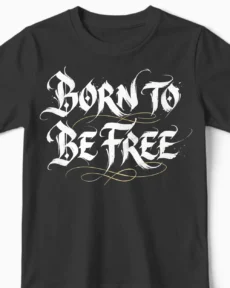 Born To Be Free | Motorrad & Biker T-Shirt für Kinder & kleinen Nachwuchs schwarz Close-Up