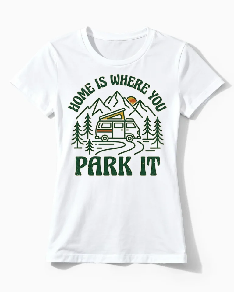 Home is where you park it | Lustiges Camper & Vanlife T-Shirt für Damen & Roadtrip-Ladies weiss