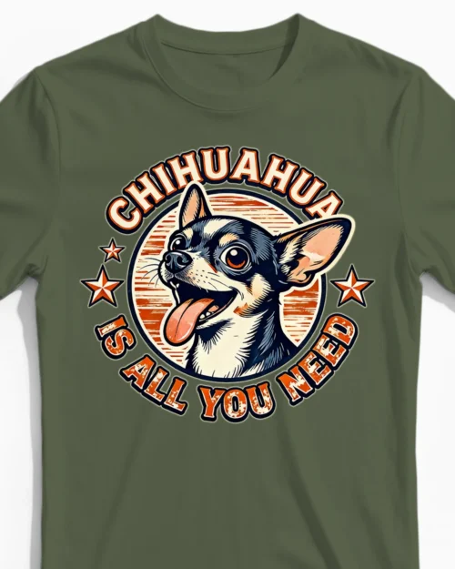 Chihuahua Is All You Need | Lustiges Hunde Herrenshirt olive Close-Up