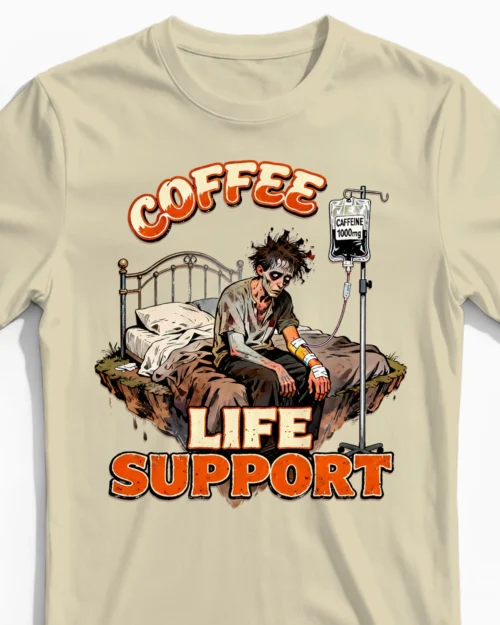 Coffee Life Support | Kaffee Herrenshirt beige Close-Up
