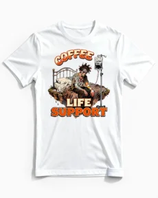 Coffee Life Support | Lustiges Kaffee T-Shirt für Herren & echte Morgen-Zombies weiss