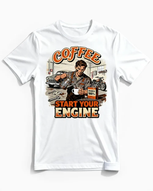 Coffee Start your Engine | Kaffee Herrenshirt weiss