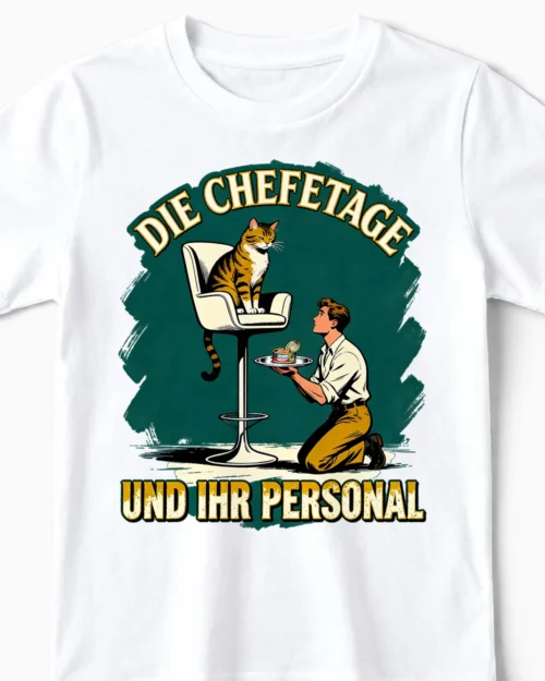 Die Chefetage | Lustiges Katzen Kindershirt weiss CLose-Up