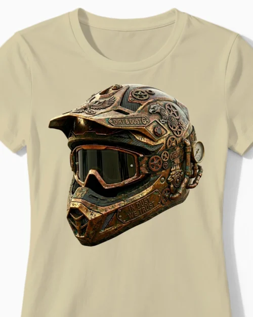 Dirt & Dust MX-Helm | Das Steampunk Motocross-Damenshirt für MX-Queens beige Close-Up