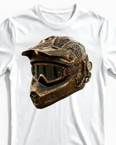 Steampunk MX-Helm | Motocross & Enduro T-Shirt für Herren & echte Dirt Demons Close-Up weiss