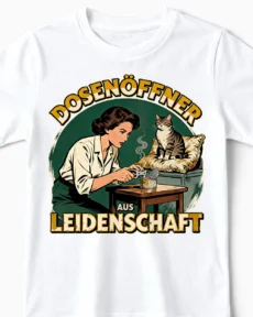 Dosenöffner | Lustiges Katzen T-Shirt für Kinder & kleine Katzenversteher weiss Close-Up