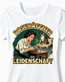Dosenöffner | Lustiges Katzen T-Shirt für Damen & echte Katzenliebhaberinnen weiss Close-Up
