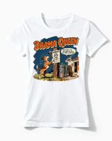 Drama Queen | Lustiges Hunde T-Shirt für Damen & nervenstarke Frauchen weiss