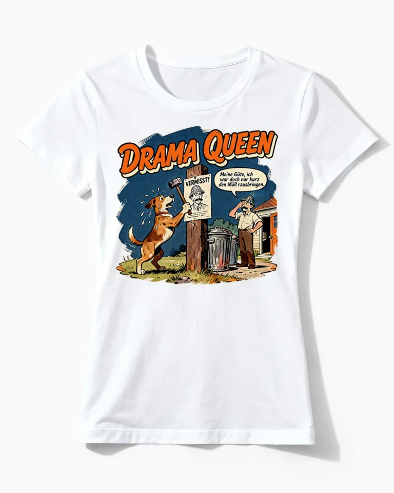 Drama Queen | Lustiges Hunde T-Shirt für Damen & nervenstarke Frauchen weiss