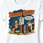 Drama Queen | Lustiges Hunde T-Shirt für Damen & nervenstarke Frauchen weiss Close-Up