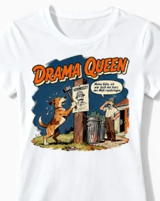 Drama Queen | Lustiges Hunde T-Shirt für Damen & nervenstarke Frauchen weiss Close-Up