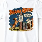 Drama Queen | Lustiges Hunde T-Shirt für Kinder & kleine Hundefreunde weiss Close-Up
