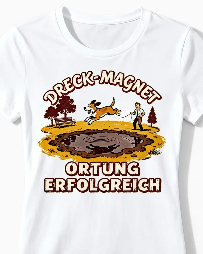 Dreck-Magnet | Lustiges Hunde T-Shirt für Damen & echte Hundemamas weiss Close-Up