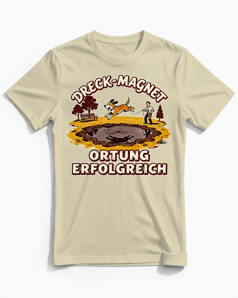Dreck-Magnet | Das lustige Hunde-Herrenshirt für leidgeprüfte Fleckenentferner beige