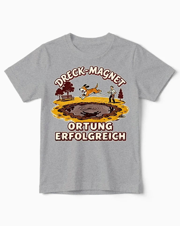 Dreck-Magnet | Das lustige Hunde-Kindershirt für kleine Fleckenzwerge graumeliert