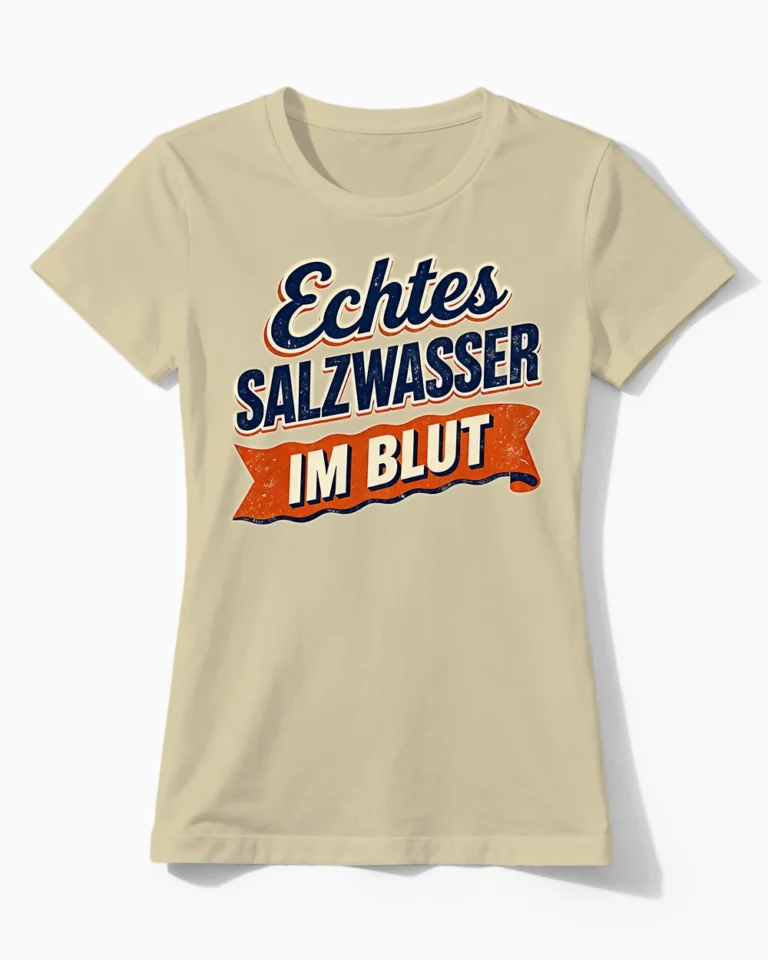 Echtes Salzwasser im Blut | Retro Küsten-Damenshirt beige