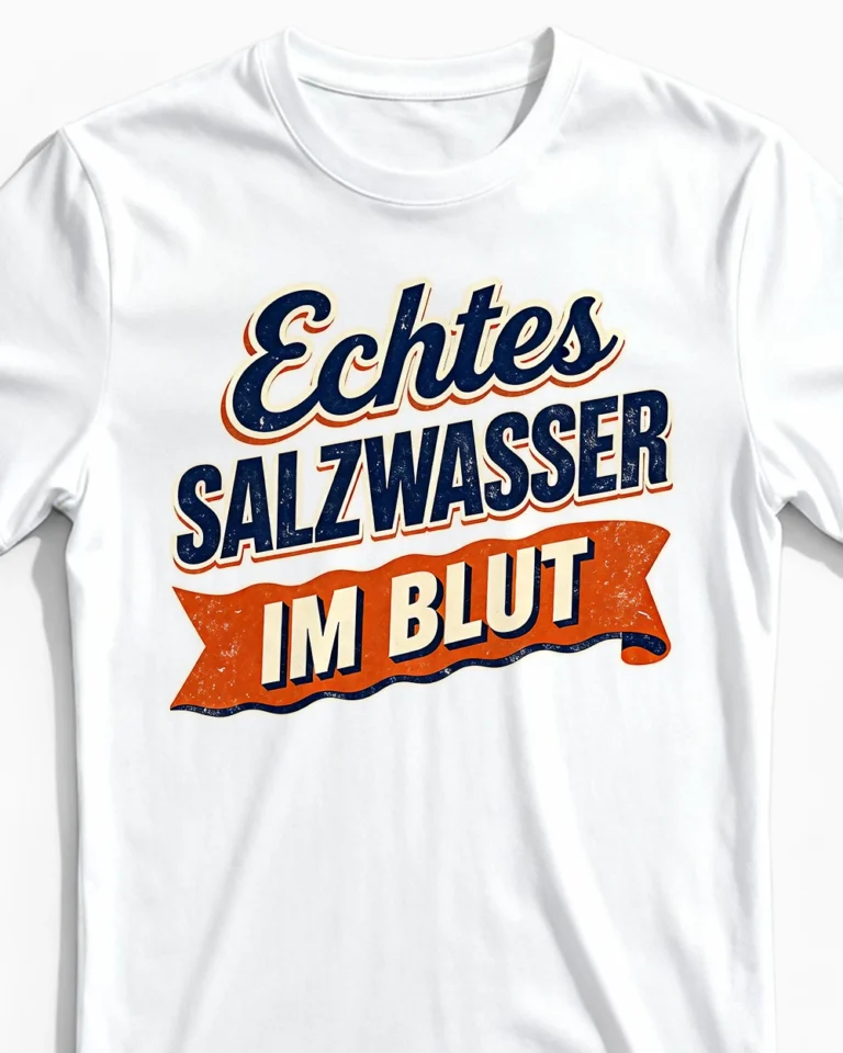 Echtes Salzwasser im Blut | Nordsee & Küstenkind T-Shirt für Herren & echte Nordlichter weiss Close-Up