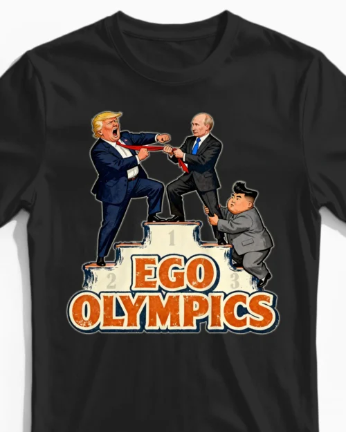 Ego Olympics: Weltmächte im Größenwahn-Duell | Lustiges Herren Satire T-Shirt schwarz Close-Up