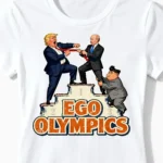 Ego Olympics | Lustiges Politik & Satire T-Shirt für Damen & kluge Köpfe weiss Close-Up