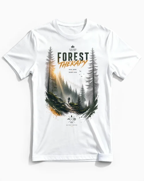 Forest Therapy | Stylisches Fahrrad & MTB T-Shirt für Herren & naturverliebte Trailjunkies weiss