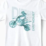 Future | Motocross & Enduro T-Shirt für Kinder und kleine Nachwuchs-Racer im Poly-Art Design weiss CloseUp