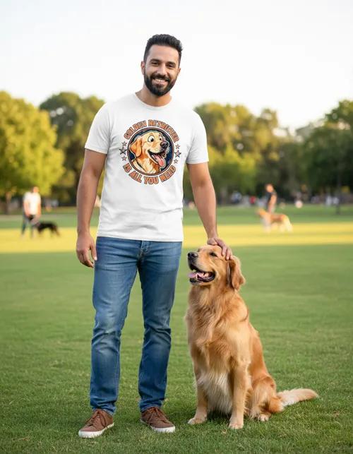Golden Retriever Is All You Need | Lustiges Hunde Herrenshirt für stolze Goldie-Besitzer