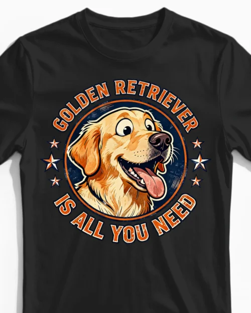 Golden Retriever Is All You Need | Lustiges Hunde Herrenshirt schwarz Close-Up