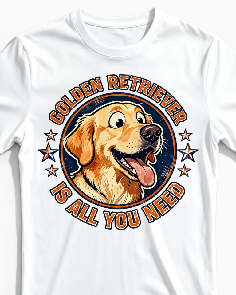 Golden Retriever Is All You Need | Lustiges Hunde Herrenshirt weiss Close-Up