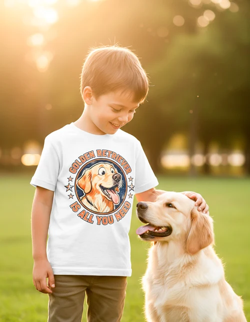 Golden Retriever Is All You Need | Lustiges Hunde Kindershirt für kleine Goldie-Fans
