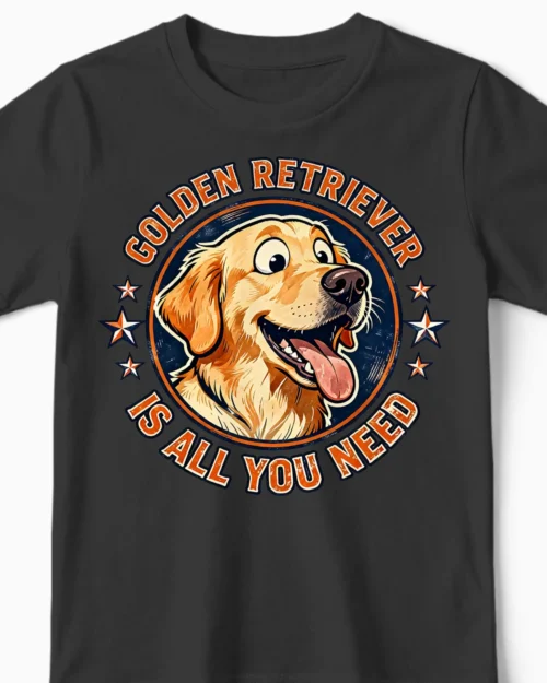 Golden Retriever Is All You Need | Lustiges Hunde Kindershirt schwarz Close-Up