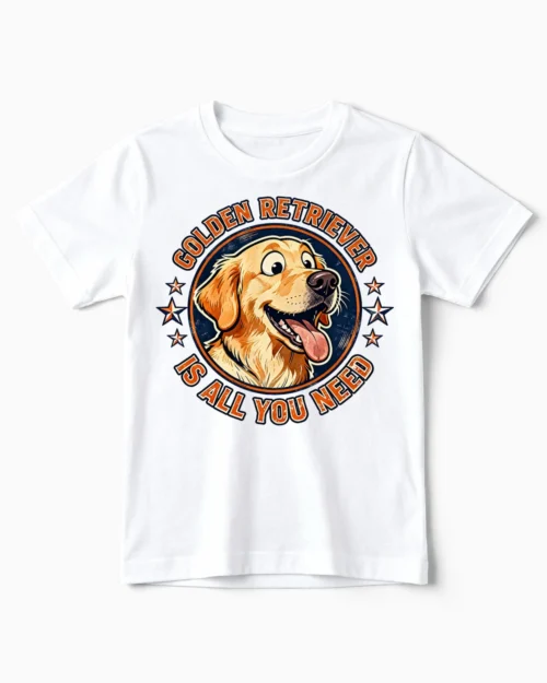 Golden Retriever Is All You Need | Lustiges Hunde Kindershirt weiss