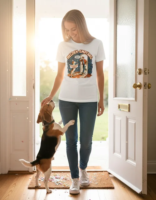 Helden-Empfang | Lustiges Hunde Damenshirt für unersetzbare Frauchen