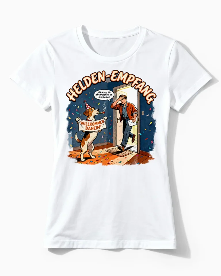 Helden-Empfang | Lustiges Hunde T-Shirt für Damen & unersetzbare Frauchen weiss
