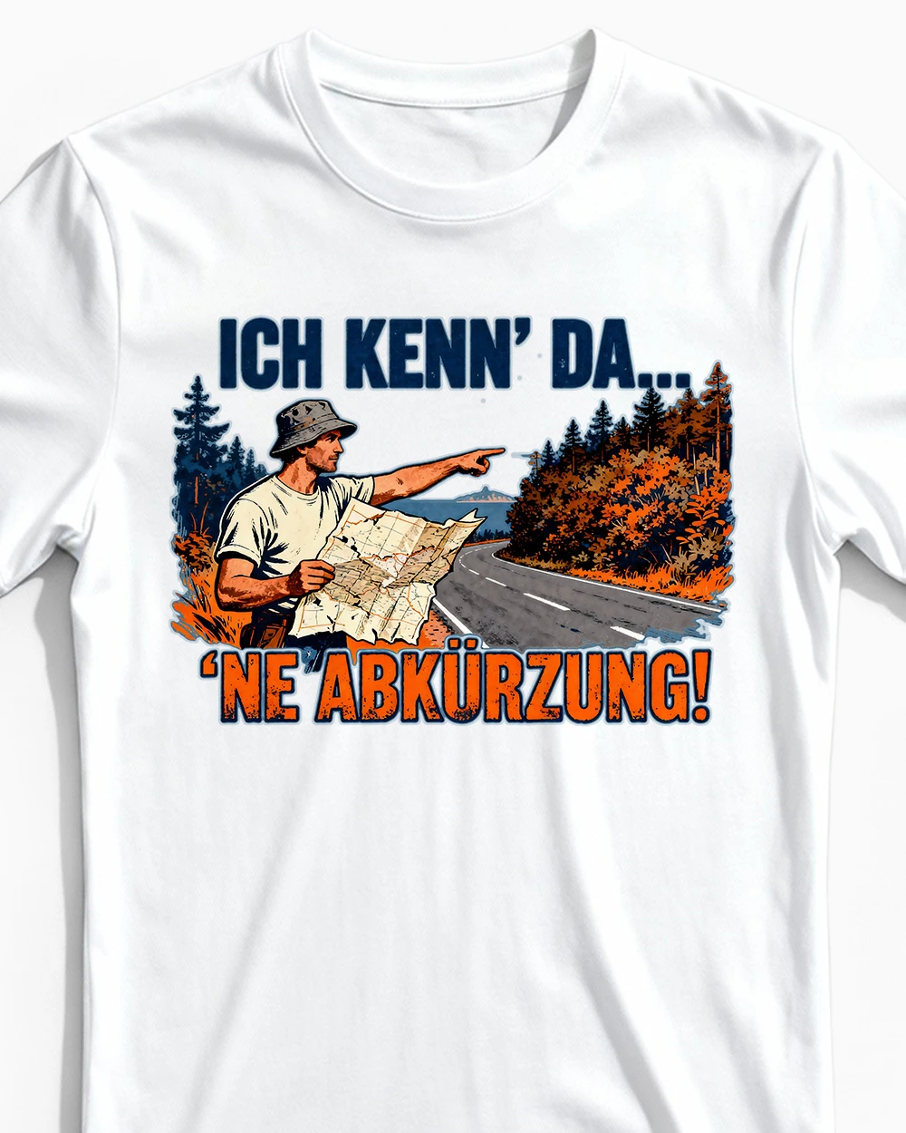 Ich kenn' da 'ne Abkürzung! | Lustiges Outdoor & Wander Herrenshirt weiss - Close-Up