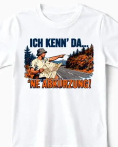 Ich kenn' da 'ne Abkürzung | Lustiges Wandern & Outdoor T-Shirt für Kinder & kleine Entdecker weiss Close-Up