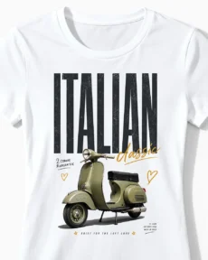 Italian Classic | Vintage Vespa & Roller T-Shirt für Damen weiss CLose-Up