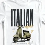 Italian Classic | Vintage Vespa & Roller T-Shirt für Herren weiss Close-Up