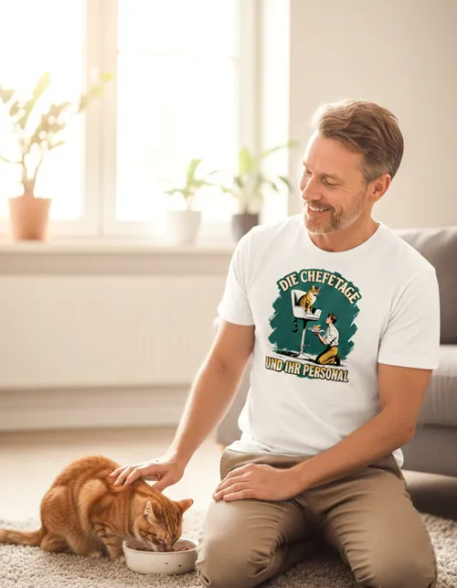 Die Chefetage | Lustiges Katzen-Herrenshirt für qualifiziertes Dosenöffner-Personal