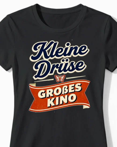 Kleine Drüse, großes Kino | Modernes Hashimoto-Damenshirt schwarz Close-Up