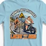 Laktat statt Akku | Das lustige Anti E-Bike Herrenshirt für echte Radfahrer hellblau Close-Up