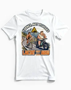 Laktat statt Akku | Lustiges Anti E-Bike & Fahrrad T-Shirt für Herren & echte Radfahrer weiss