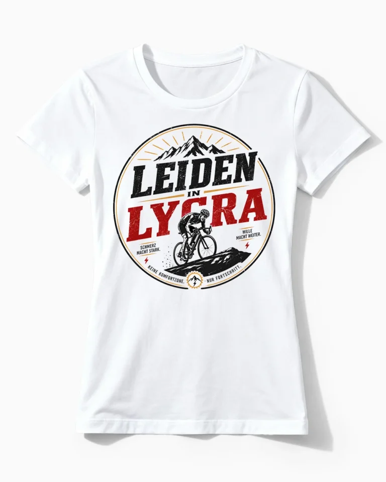 Leiden in Lycra | Lustiges Rennrad & Fahrrad T-Shirt für Damen weiss